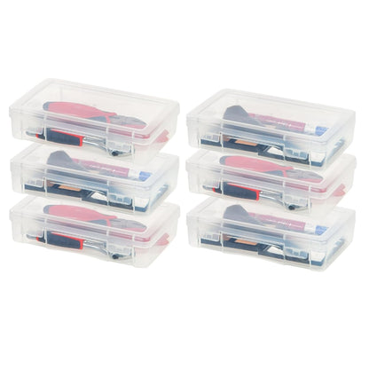 IRIS USA Clear Storage Cases, 6-Pack, |Made in USA|, Plastic Bead Organizing Containers with Snap Lid for Arts, Crafts, Ephemera, Stickers, & Dance Cheer, Clear - Medium