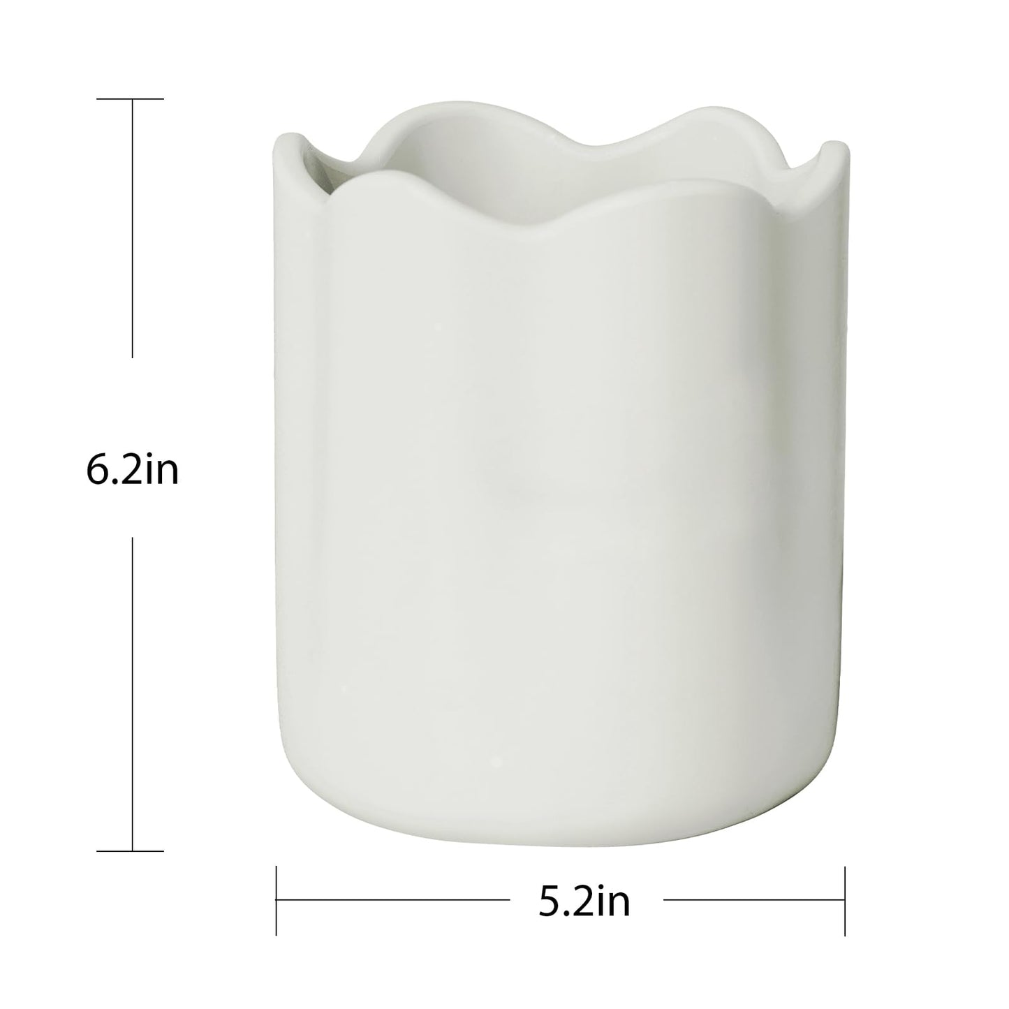 Haliwurry Large Utensil Holder for Kitchen Counter, Ceramic Kitchen Utensil Crock with Protection Cork Mat, Modern Cooking Tools Organizer for Countertop, White