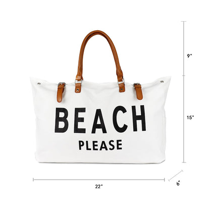Lamyba Beach Bag with Vegan Leather Handle, Extra Large Beach Bag for Women Waterproof Sandproof