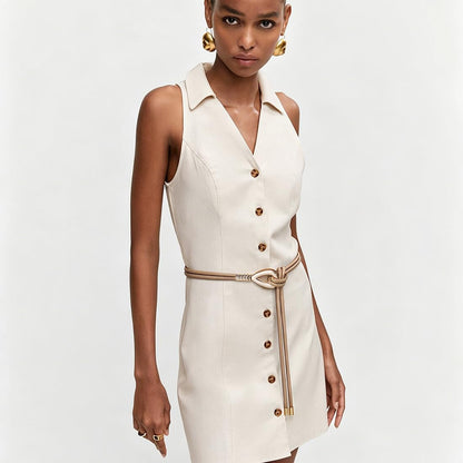 JUXCOKO Women's Thin PU Leather Tie Waist Belt Double Skinny Wrap Belts with Metal Buckle for Dresses (Khaki)