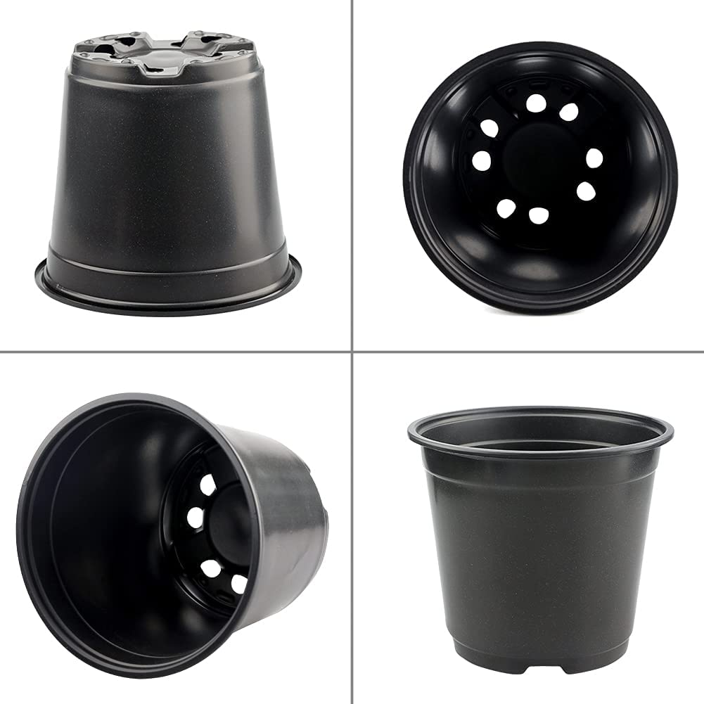 KINGLAKE 100 Pcs 6" Plastic Plants Nursery Pots Seedlings Flower Plant Container Seed Starting Pots Black