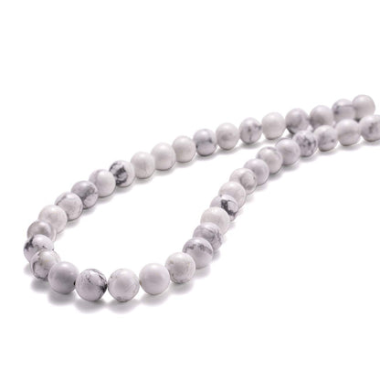 BEADIA Natural White Howlite Stone Round Loose Semi Gemstone Beads for Jewelry Making 8MM 44PCS