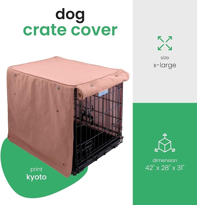 Molly Mutt Kyoto Dog Crate Cover, GOTS-Certified 100% Organic Cotton Canvas Cover for Dog or Puppy Kennel and Cage, Washable, Free of Harmful Chemicals, X-Large, Fits 42"x28"x31" Crate