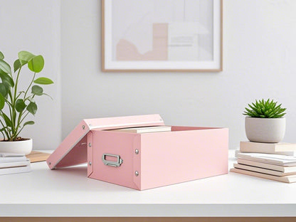 XUCHUN File Storage Boxes, Foldable Storage Bins with Lid 3 in 1 Set, Press-Stud Fastening, Moisture-Proof, Space Saving Storage, Photoes, Files, Closets