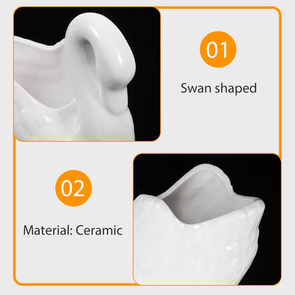 BESTonZON 1Pc Creative Swan Shaped Flower Pot Household Plant Container with Drain for Succulents Cacti for Home Office Garden Decor for Plant