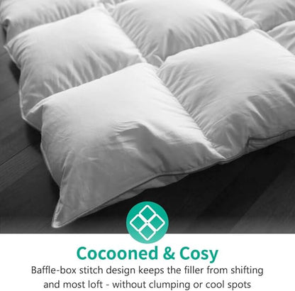 APSMILE Lightweight All-Season Down Feather Fibers Comforter Super King, Duvet Insert for Hot Sleepers/Warm Sleepers -High Fill-Power Hotel Collection Comforter,Light Warmth (120"x120",White)