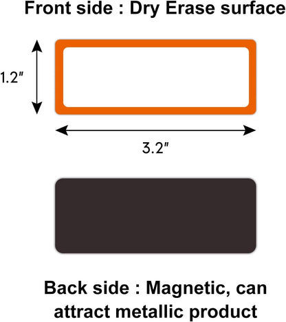 Colored Border Dry Erase Magnetic Labels 3.1x1.2 Inch, Reusable Magnetic Dry Erase Labels for Whiteboards，Pack of 40