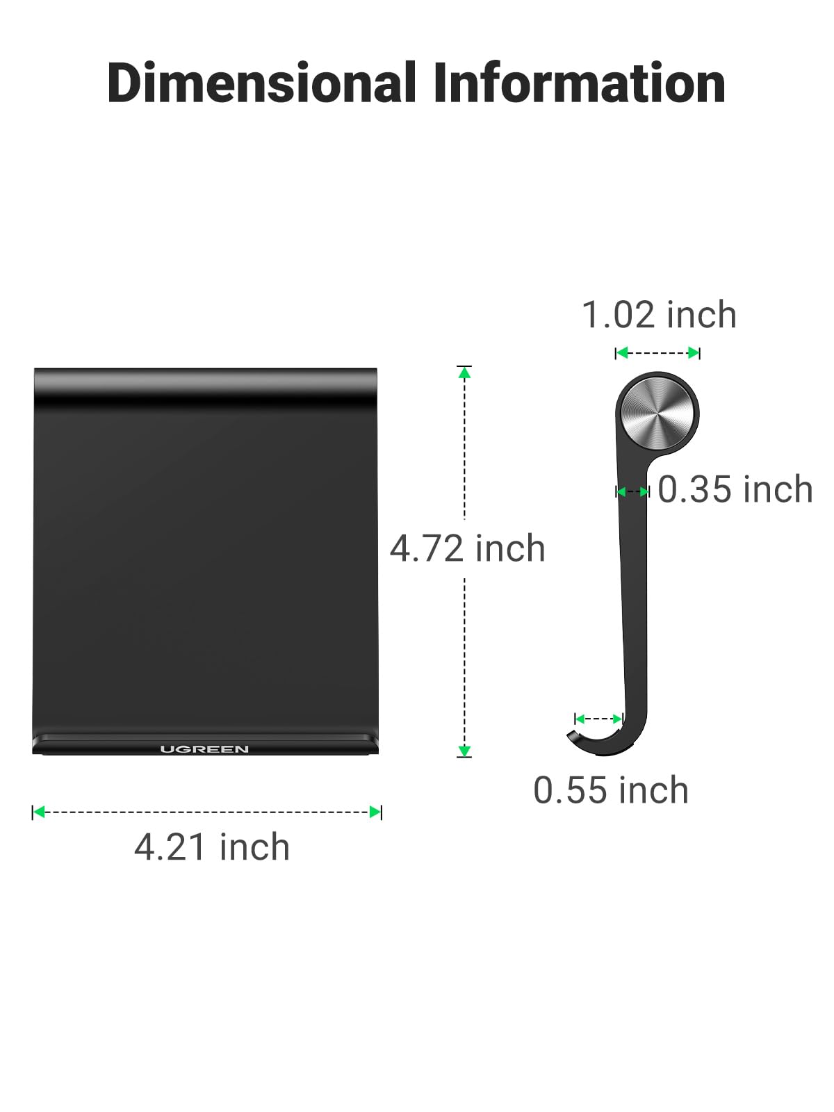 UGREEN Tablet Stand Holder Adjustable Portable Desktop Dock Office Compatible with iPad Pro 11 9.7 10.5 Air Mini 5 4 3 2 iPhone 17 16 15 14 13 12 Black