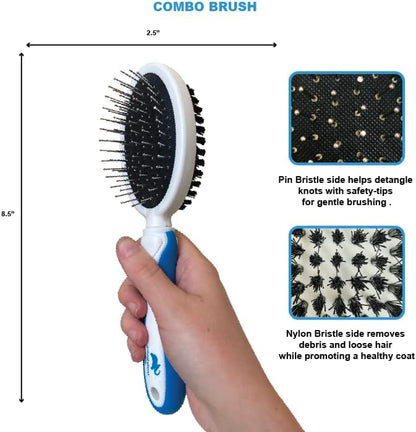 Animal Planet Pet Daily Grooming Kit (3 Pack) Reversible Grooming Glove, Double Sided Comb, Double Sided Brush. for Dogs & Cats, Good for All Breeds & All Types of Coats