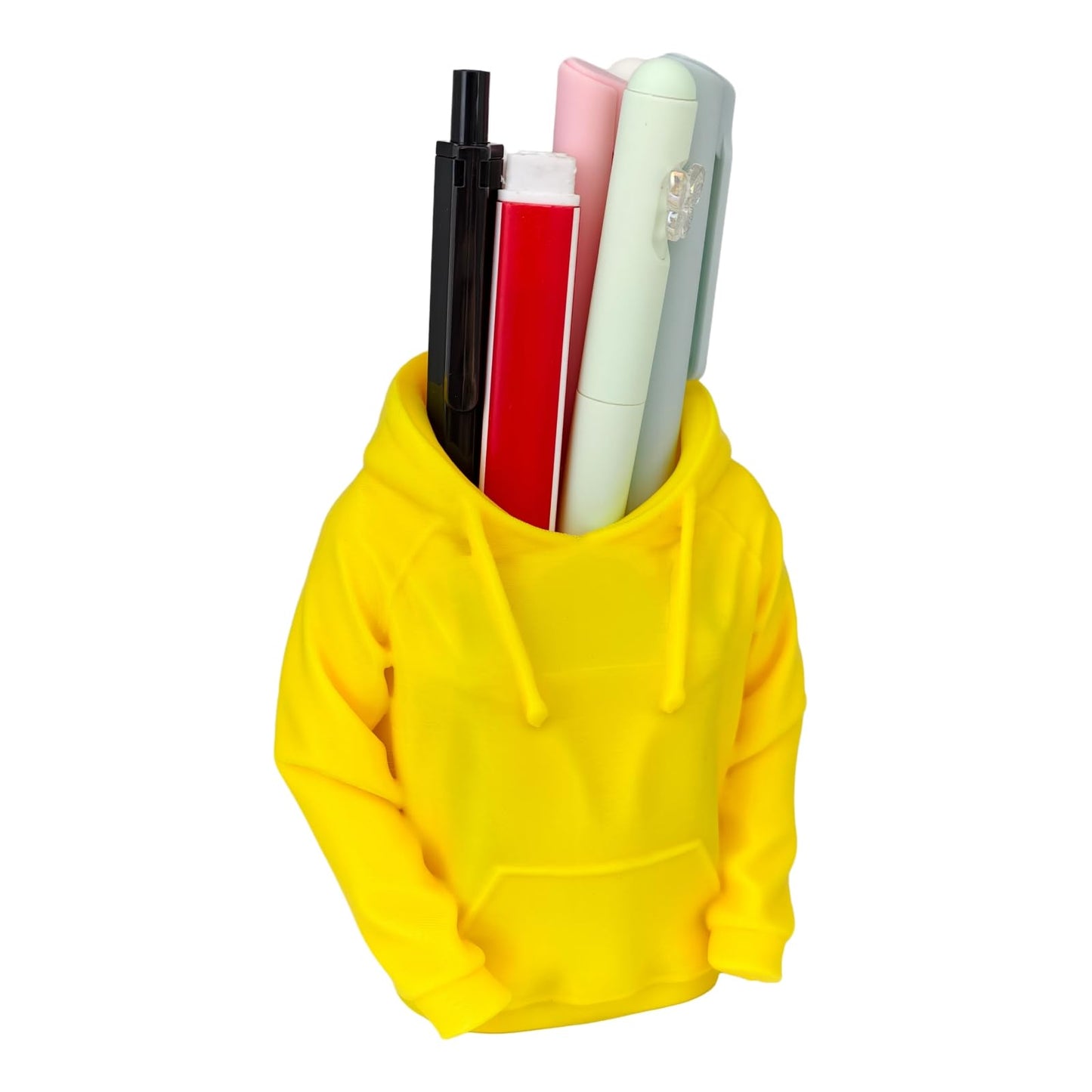 TIME&TRAVE Unique Sweatshirt Pen Holder for Desk, 3D Printed Creative Pencil Holder Desk Organizers, Office Supplies Decorations Idea Gift for Men Women Kids(Yellow)