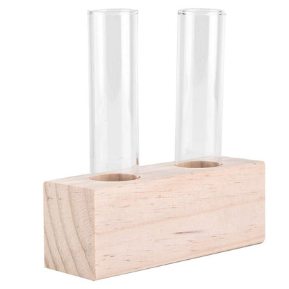 Zerodis Vases Pot Elegant Hydroponic Plant Vase Terrarium Container Home Decor with Wooden Rack for Succulents Miniature Shrubs Ferns Glass Test Tube Flower