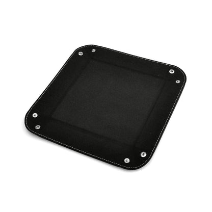 Oirlv Premium Leather Valet Tray for Men Jewelry Organizer, Desktop Storage,Key Wallets Cell Phones Catchall Tray Nightstand or Dresser Organizer Plate (Black)