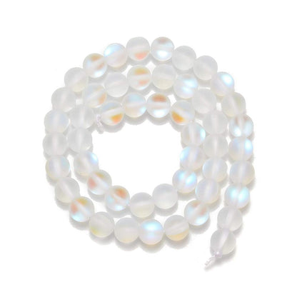 PLTbeads Gorgeous Moonstone Crystal Glass Natural Gemstone Loose Beads 6mm Matte Round Approxi 15 inch DIY Bracelet Necklace for Jewelry Making