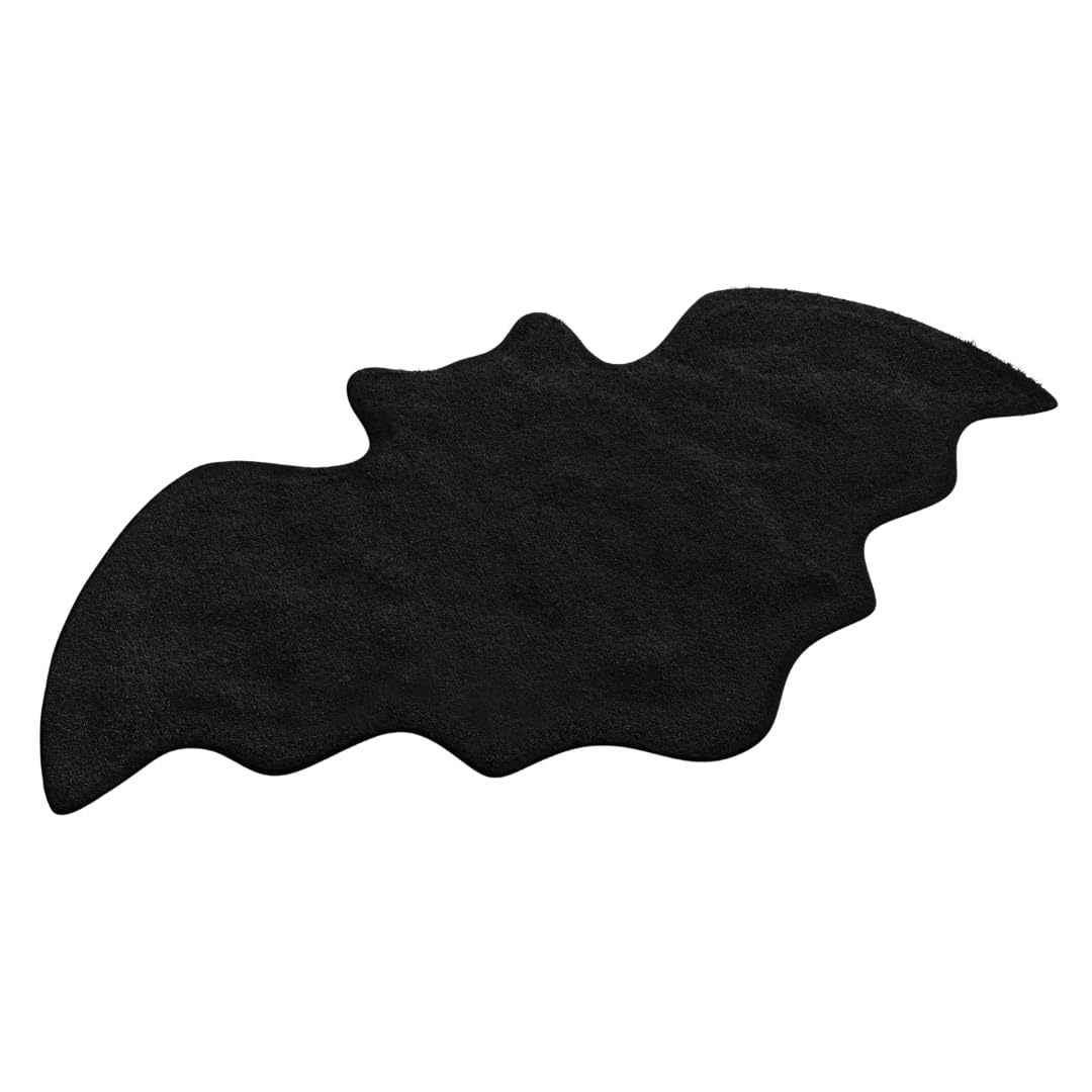 WITTIZA Bat Bath Mat - Black Gothic Bathroom Rug, Non-Slip Quick Dry Microfiber, Soft Plush for Halloween Decor & Goth Home, Machine Washable, 36" x 20"