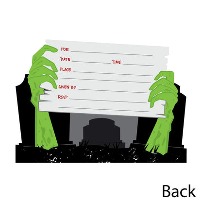 Big Dot of Happiness Zombie Zone - Shaped Fill-in Invitations - Halloween or Birthday Zombie Crawl Party Invitation Cards with Envelopes - Set of 12