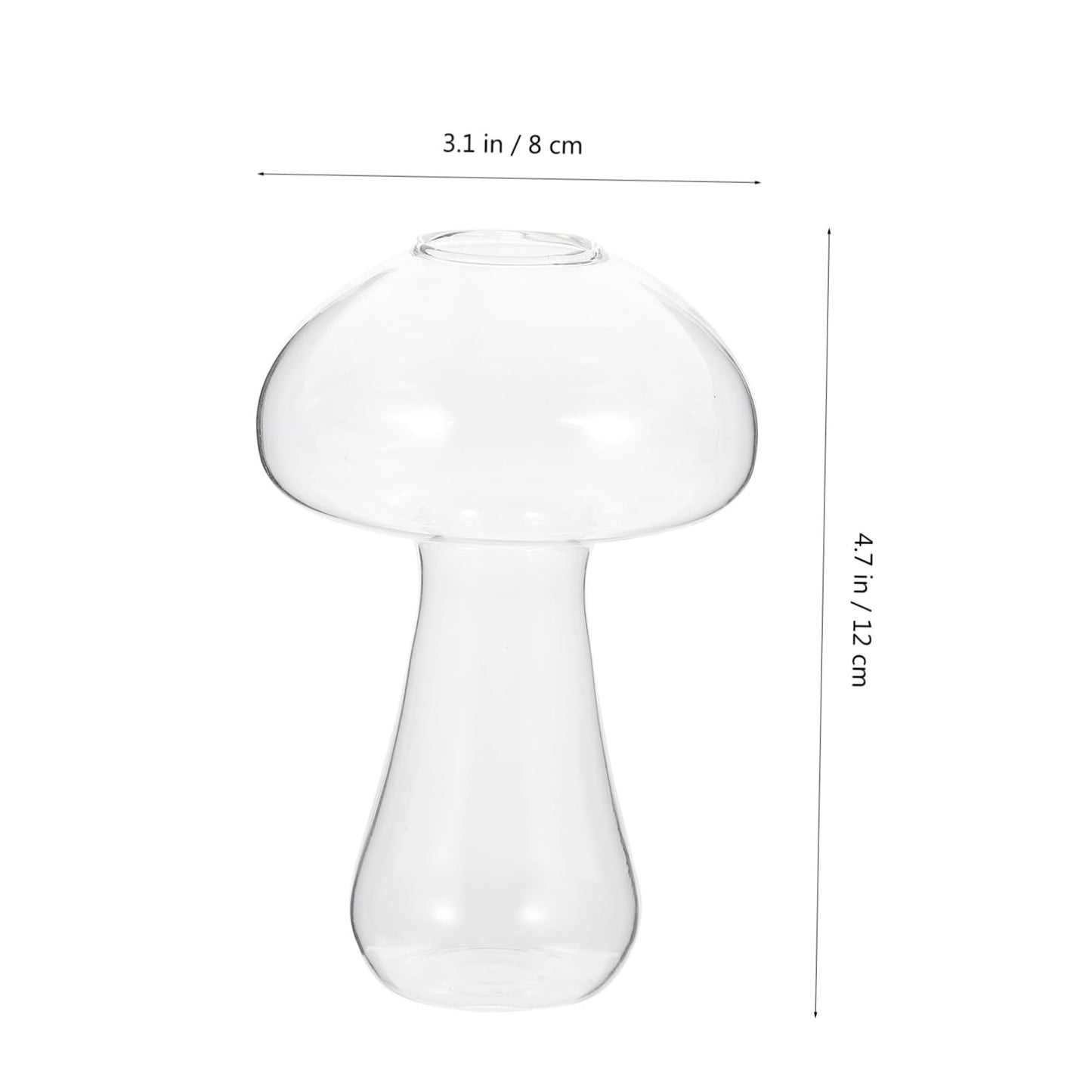 DECORNIJIA Mushroom Shaped Small Glass Vase 12x8cm, Hydroponic Terrarium Planter for Plants and Betta Fish, Glass Floral Decoration for Living Room and Home Décor