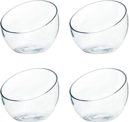 Slantted Glass Cut Bubble Bowl, 6" Height x 7" Width Slantted Bubble vase for Terraium, Flower vase Centerpiece, Set of 4