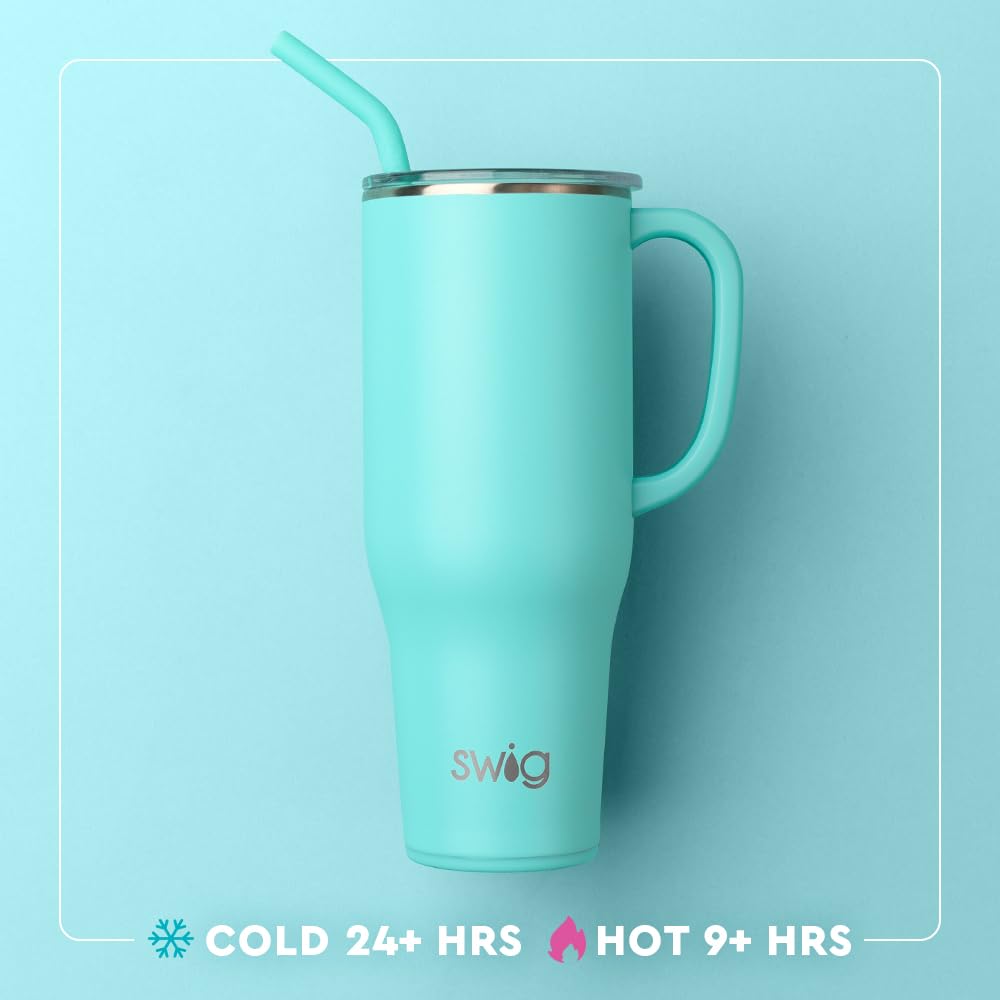 Swig Life 40oz Mega Mug, 40 oz Tumbler with Handle and Straw, Cup Holder Friendly, Dishwasher Safe, Extra Large Insulated Tumbler, Stainless Steel (Witches Brew)