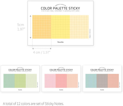 Monolike Color Palette Sticky Grid 300 C Set 4p - Self-Adhesive Memo Pad 30 Sheets