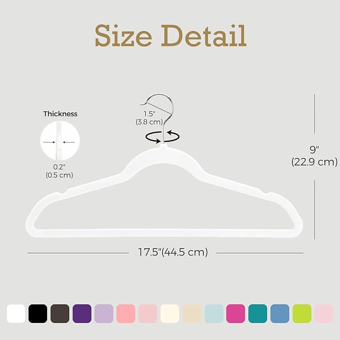 HOUSE DAY White Velvet Hangers 20 Pack, Non Slip Clothes Felt Hanger Heavy Duty for Coat, Premium Slim Space Saving Suit Hangers for Closet Organizer, 360° Rotating Silver Hook