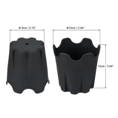 PATIKIL Silicone Plant Pot 4", 6 Pack Round Flower Planter Decorative Container for Indoor Outdoor Gardening, Black