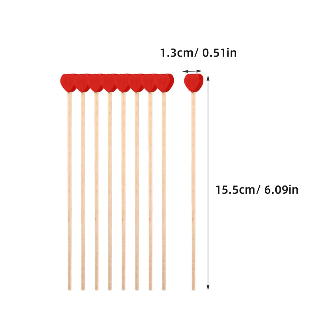 VOSAREA Wooden Coffee Stirrers 200Pcs Red Heart Drink Stirrers Disposable Cocktail Drink Stir Sticks Beverage Swizzle Sticks for Home Wedding Party Bar