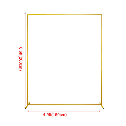 Gold Wedding Arch Backdrop Stand, 6.6FT*5FT Square Balloon and Flower Metal Aluminum Frame for Ceremony, Anniversary, Party, Baby Shower Photo Booth Decoration.