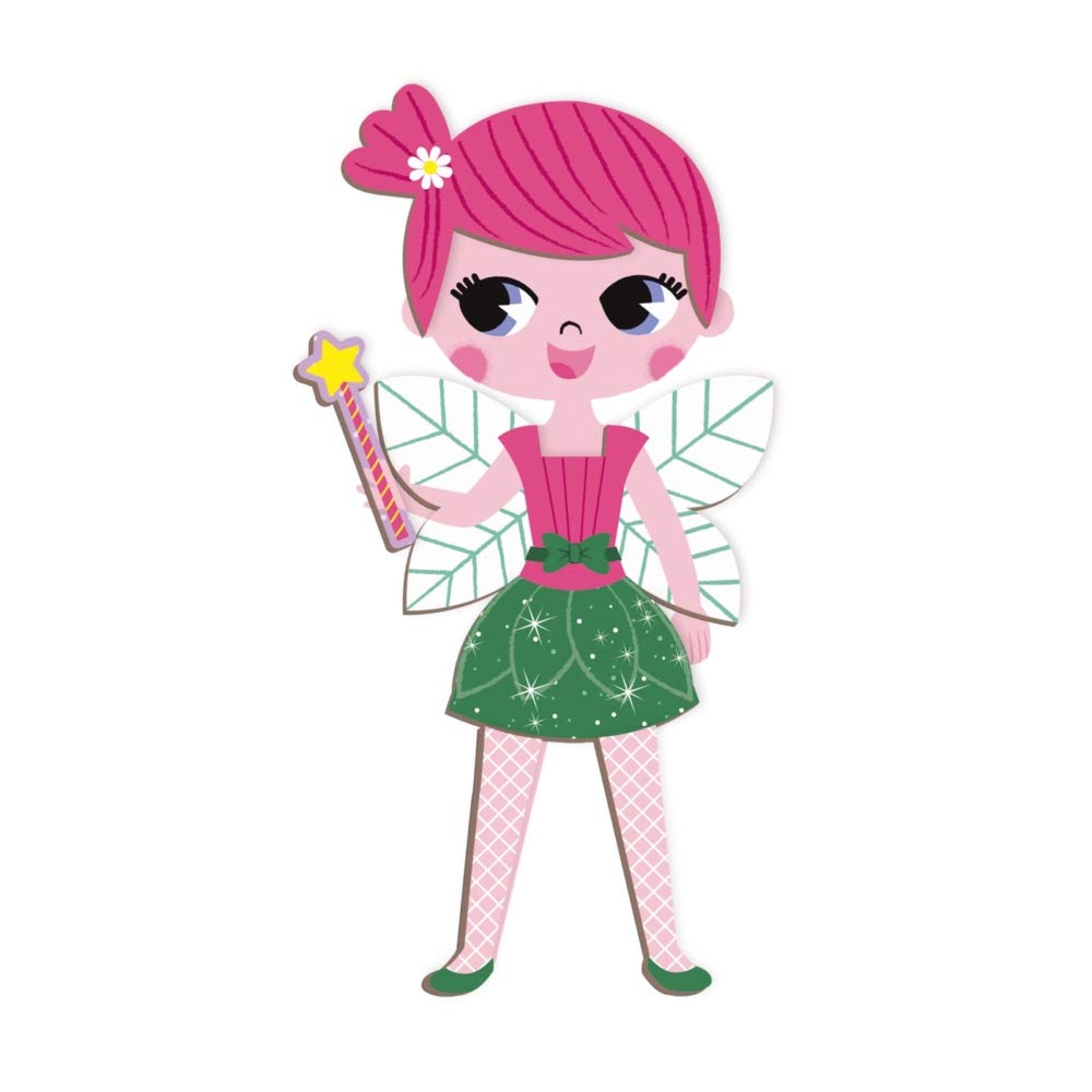 Janod - MagnetiBook 55 pc Magnetic Girl's Costumes Game - Creative Play - Enhances Creativity and Cognitive Skills - Portable Design, STEM Learning, Boosts Confidence