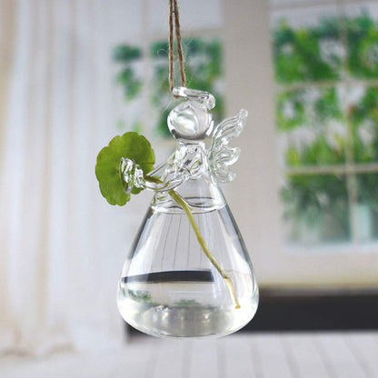 Sziqiqi Clear Glass Guardian Angel Vases Bulk for Hanging Vases for Buds Cuttings Greenery Hydroponic Plant Containers Room Ornaments Bautizo Decorations 3.5inch/12Pcs
