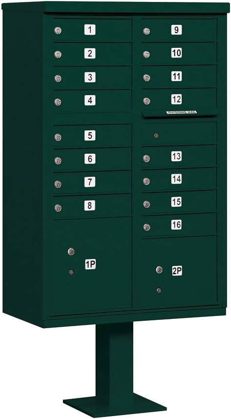 Salsbury Industries 3316GRN-U 16 A Size Doors, United States Postal Access Type III Cluster Box Unit, Green