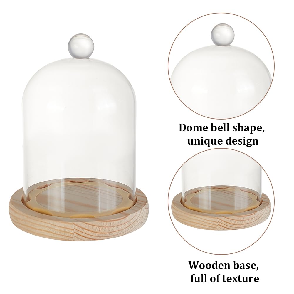 GOMAKERER 1 Pc Glass Display Dome Cloche, 4.45x5.91 Inch Cloche Bell Jar Terrarium with Cork Base Decorative Display Dome Case for Plants Flower Christmas Display Decoration, Clear