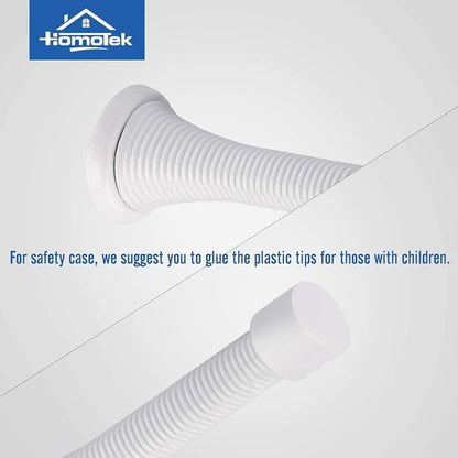 HOMOTEK 50 Pack Spring Door Stops,3-1/8” Heavy Duty Door Stop - Flexible Spring Door Stopper with Low Mounted White Rubber Bumper Tips, White