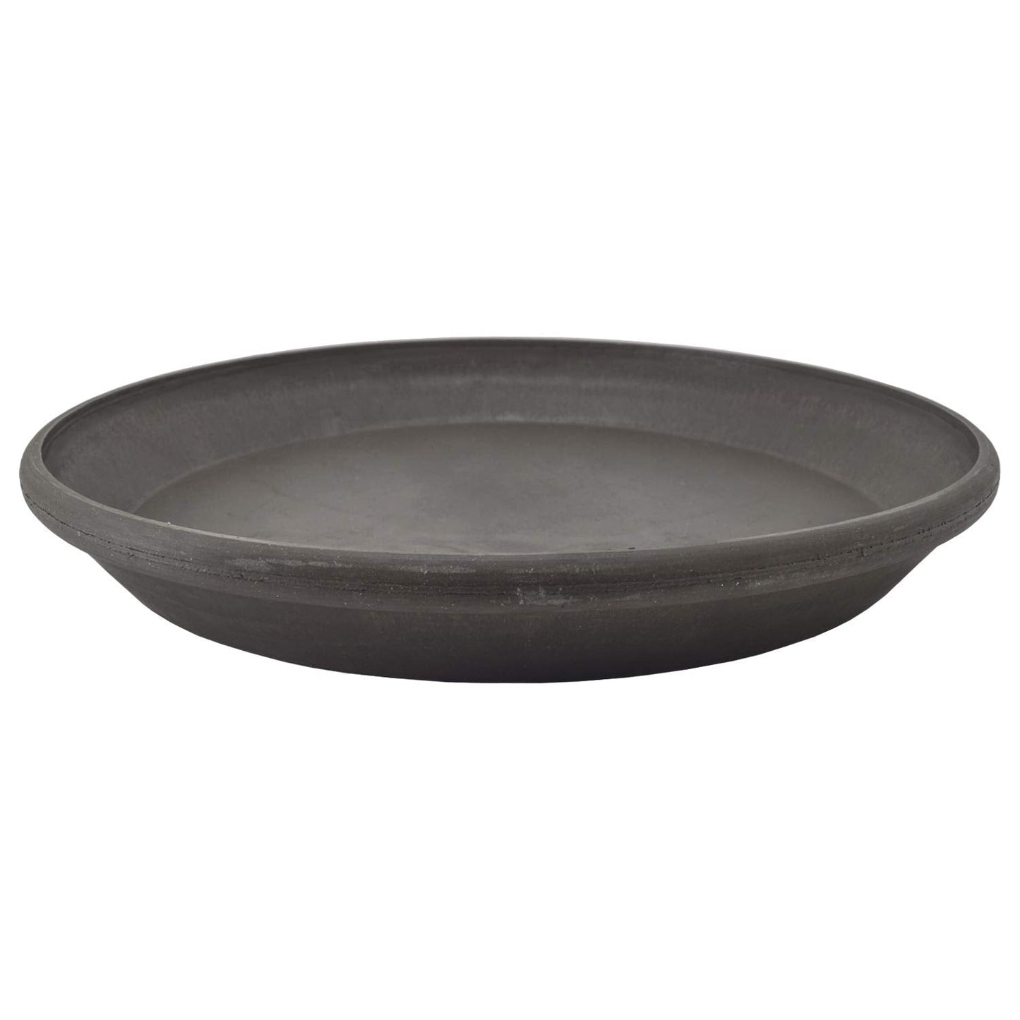 PSW Pot Collection AP30DC 12-inch Plastic/Stone/Wood Composite Plant Saucer Drip Tray – No Drainage Hole (Drillable), Indoor/Outer Water Tray, Dark Charcoal