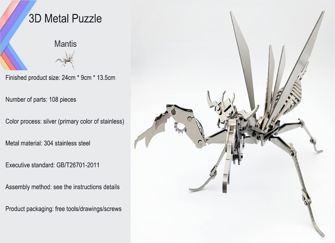 3D Metal Model Kits, Mechanical Spider King 3D Metal Puzzle,DIY Steel Warcraft Collection Animal Brain Teasers Simple 3D Puzzles Home Decor Art Craft Gifts Toys for Adult