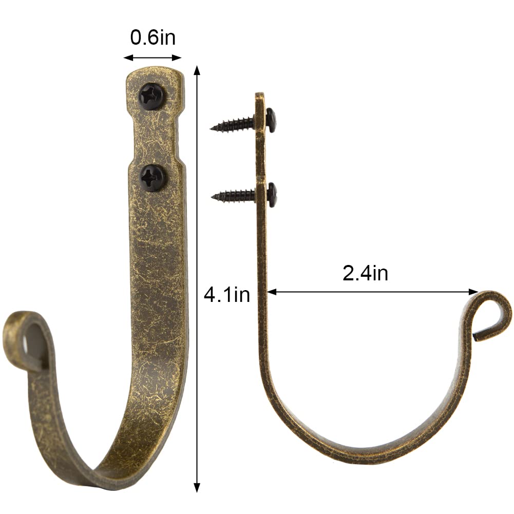 Wrought Iron Wall Mounted Hooks Heavy Duty Garage Storage Organizer Decorative Hanger for Home Garage Bathroom Kitchen Door Office Hanging Coat, Keys, Towel, Tools, Bags, Hat (Bronze)
