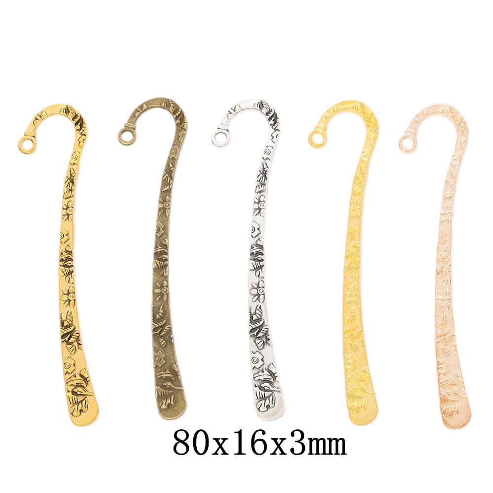 Frinnovan Metal Bookmark Hook DIY Bookmarks Antique Tibetan Carved with Loop for Crafting Silver/Gold/Bronze (3 Colors Sun, 30 Packs)