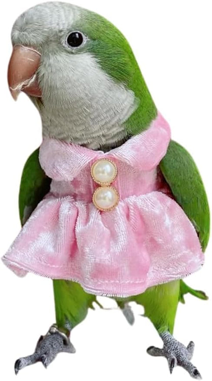 Bird Costume Bird Diaper Flight Suit Parrot Velvet Fleece Skirt Clothes Cosplay Photo Prop for Conure Lovebird Parakeet Cockatiel Macaw Small Animals Apparel (Pink,Medium)