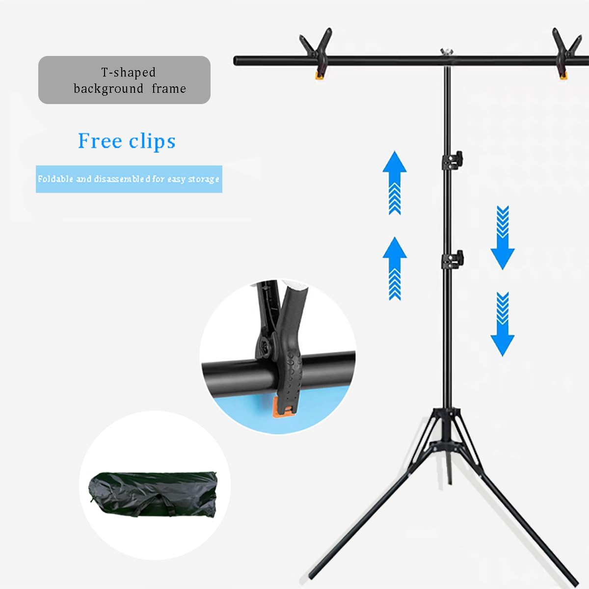 5x6.5ft Portable Backdrop Kit with Stand - Includes Carry Bag & Clamps, Foldable Green ScreenBackground for Streaming, Video Recording, Zoom Meetings, Photography