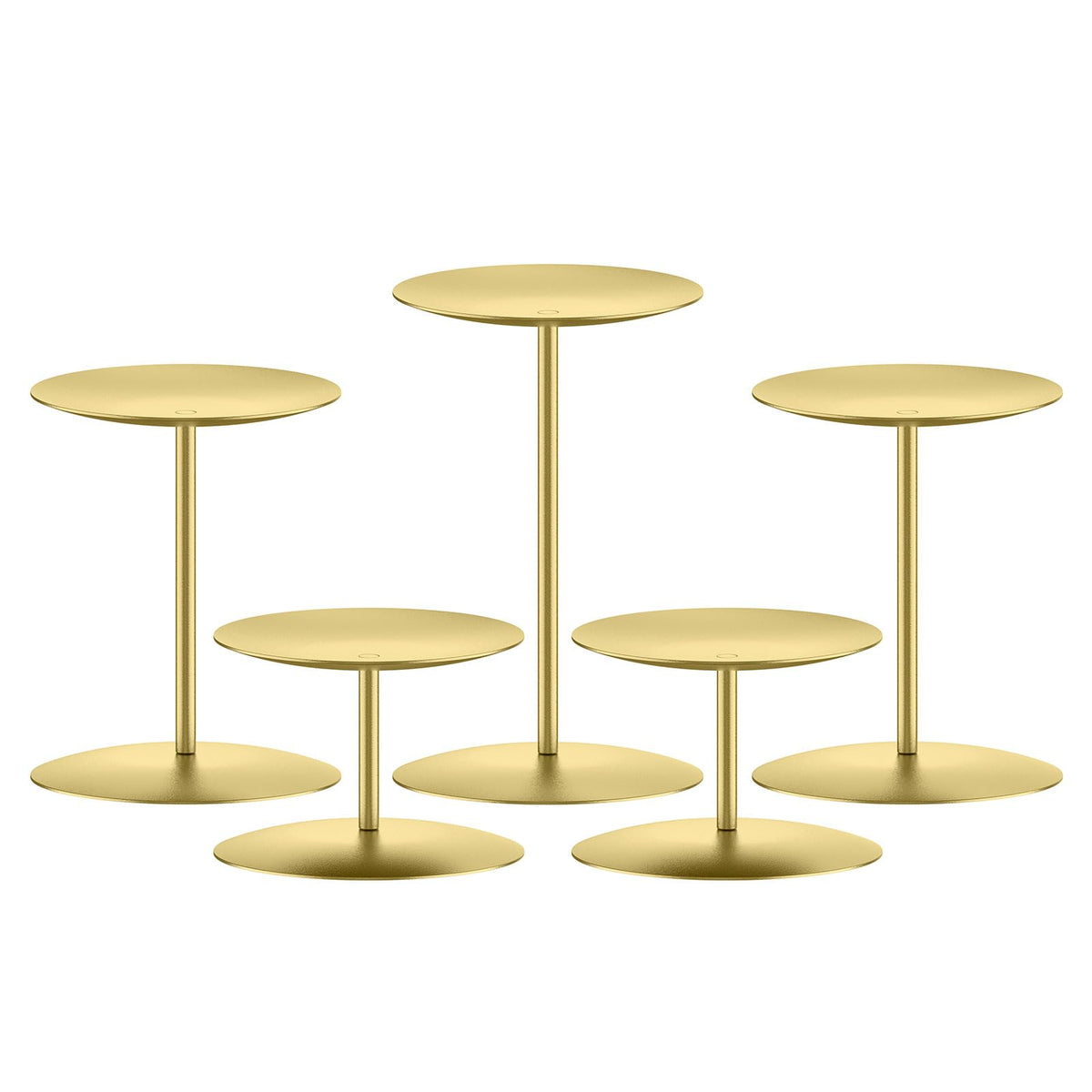 smtyle Gold Candle Holder for Pillar Candles Set of 5 Plate Centerpiece for Table or Floor with Iron