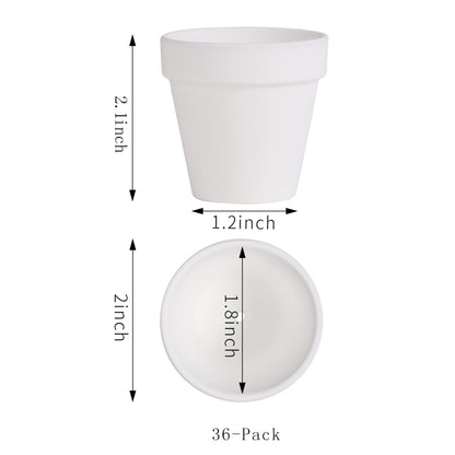 Yishang 2 inch White Small Terracotta Pots with Drainage Holes,Mini Clay Ceramic Pottery Planter,Cactus Flower Nursery Terra Cotta Pots,for Indoor/Outdoor Succulent Plants,Crafts-36 Pack