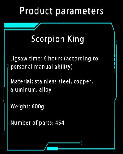 3D Metal Model Kits, Mechanical Scorpion King Blue 3D Metal Puzzle,Steel Warcraft Collection DIY Animal Brain Teasers Simple 3D Puzzles