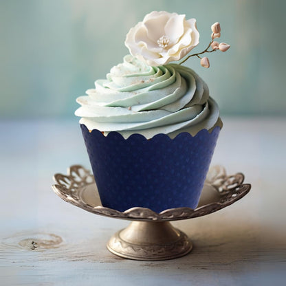 Dress My Cupcake Navy Blue Cupcake Liners 50-Pack Graduation Standard Size Blue Cupcake Wrappers, Weddings, Baby Showers, and Birthday Parties, Elegant Dark Navy Paper Muffin Cups