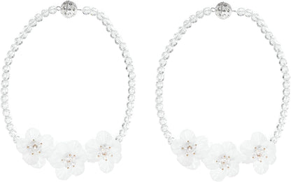 SUQ I OME 2 Pack Crystal Beaded Magnetic Curtain Tieback with 3 Pieces of Flora, Curtain Clips Buckle Curtain Holder Blingbling Curtain Holdbacks(White)