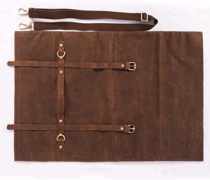 JDGHGB Chef Knife Roll Bag,Waxed Canvas Knife Bags with 10 Slots and 1 Zipper Pocket,Chef Bag for Chefs Professional Knife Roll Pouch with Shoulder Strap (Brown)