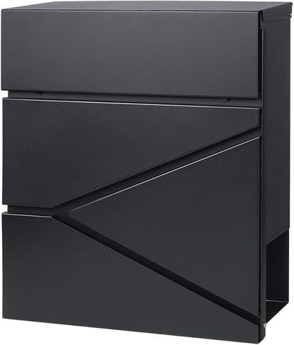 Lockable Mailboxes with Keys,Outdoor Wall Mounted Mail Box with Large Capacity,14 3/10" x 4 1/10" x 13",Black