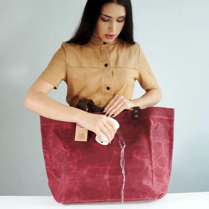 WUDON Waxed Canvas Travel Tote Bag - Extra Large Carryall Shoulder Bag for Women