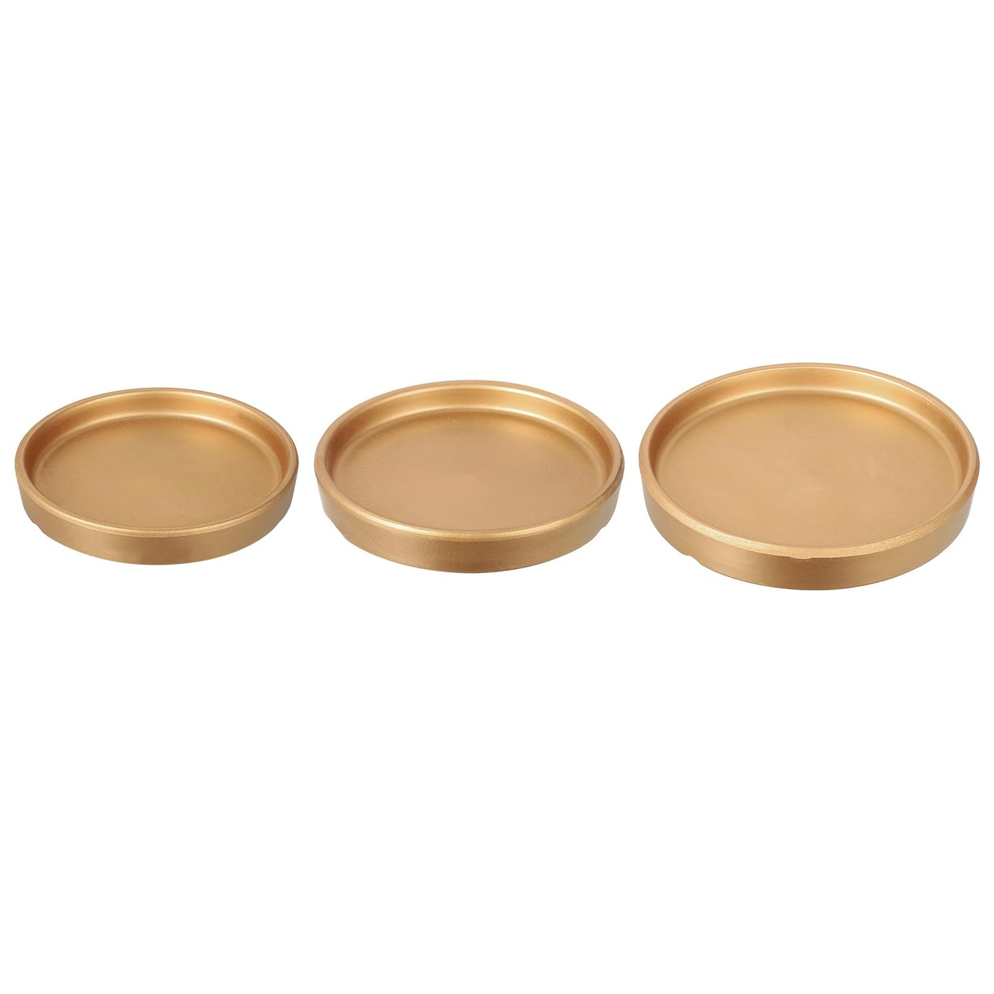 M METERXITY 3 Pack Planter Saucers - Ceramic Plant Tray Flower Pot Drip Trays Round Apply to Outdoor/Garden (4/5/6inch, Gold)