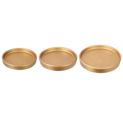 M METERXITY 3 Pack Planter Saucers - Ceramic Plant Tray Flower Pot Drip Trays Round Apply to Outdoor/Garden (4/5/6inch, Gold)