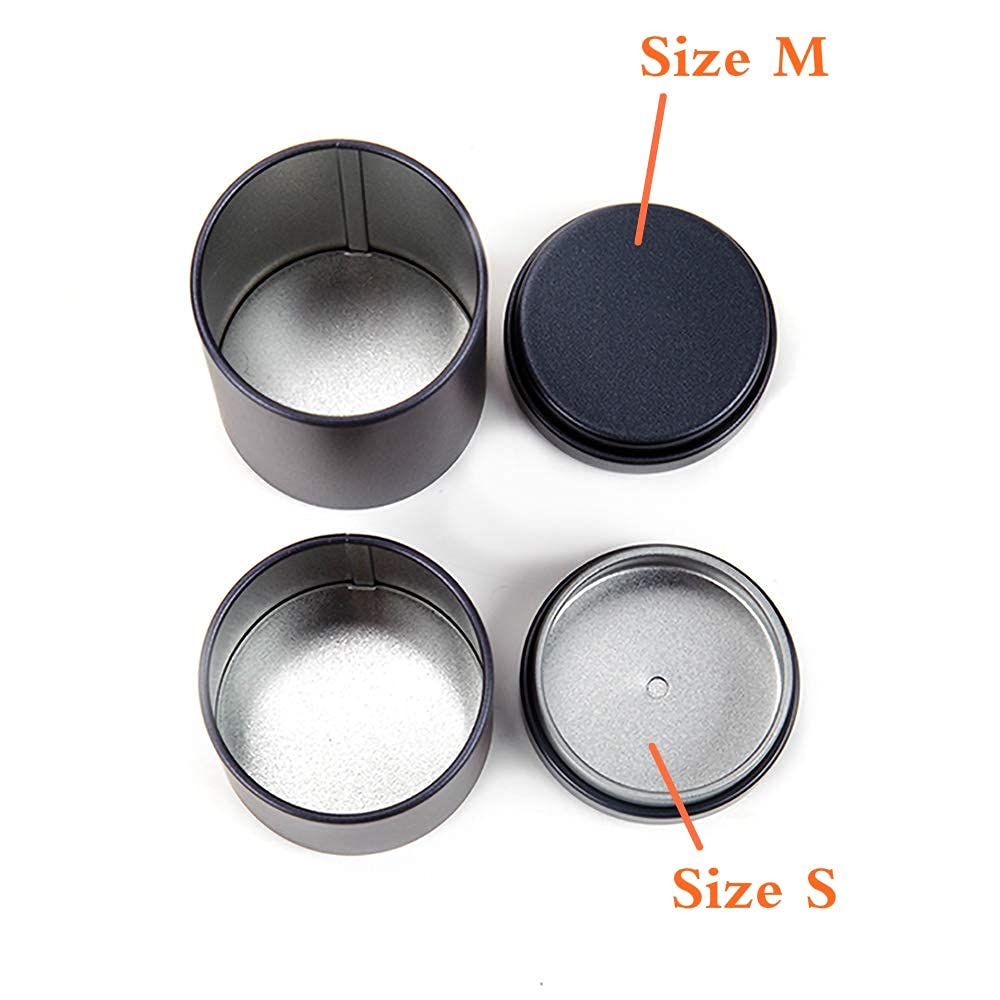 Tianhui Small Tin Can Box with Lids Canister for Coffee Tea Candy Storage Loose Leaf Tea Tin Containers Storage 5 Pcs (Black, S)