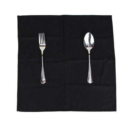 INFEI Solid Color Linen Blended Thin Dinner Cloth Napkins - Set of 12 (40 x 40 cm) - for Halloween Events & Home Use (Black)
